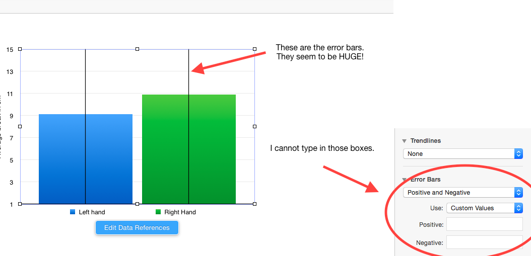 Custom Error Bars Excel 2016
